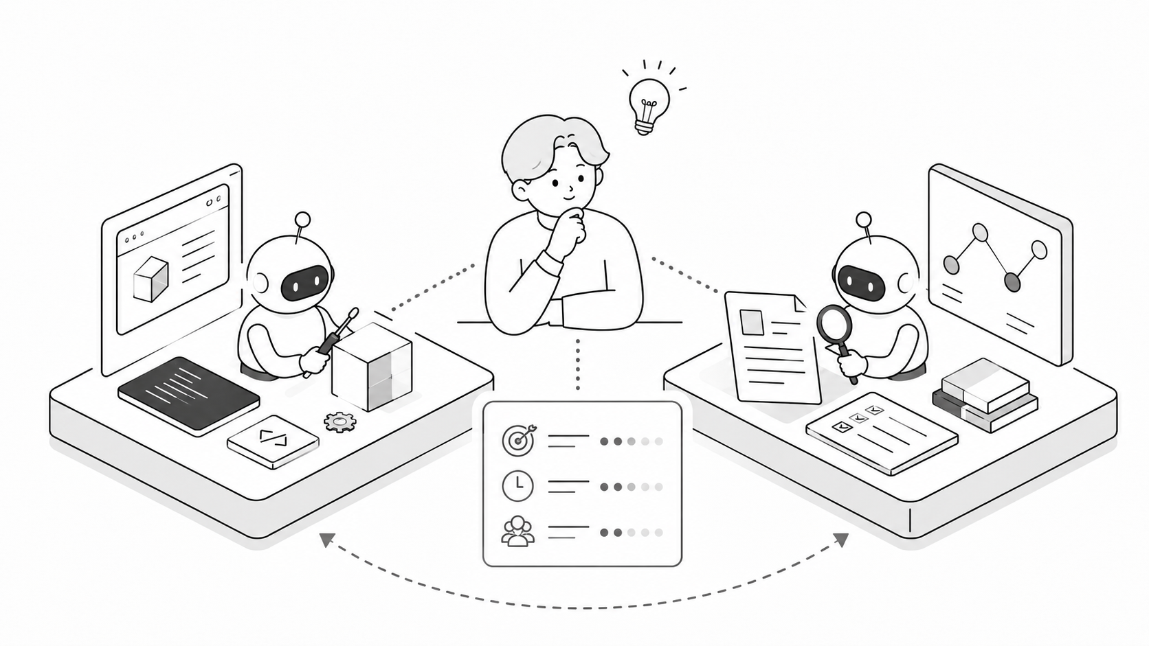 人間を中心にCodexとClaude Codeが相互レビューする図